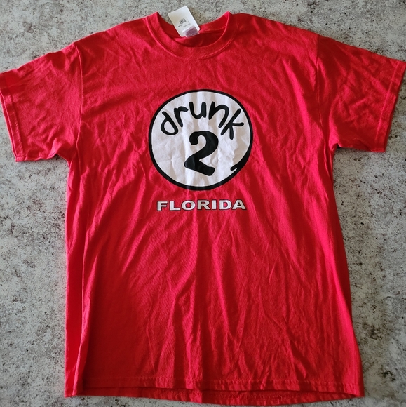 Couples Novelty Shirt Drunk 1 & Drunk 2 Red Tops - Picture 5 of 10